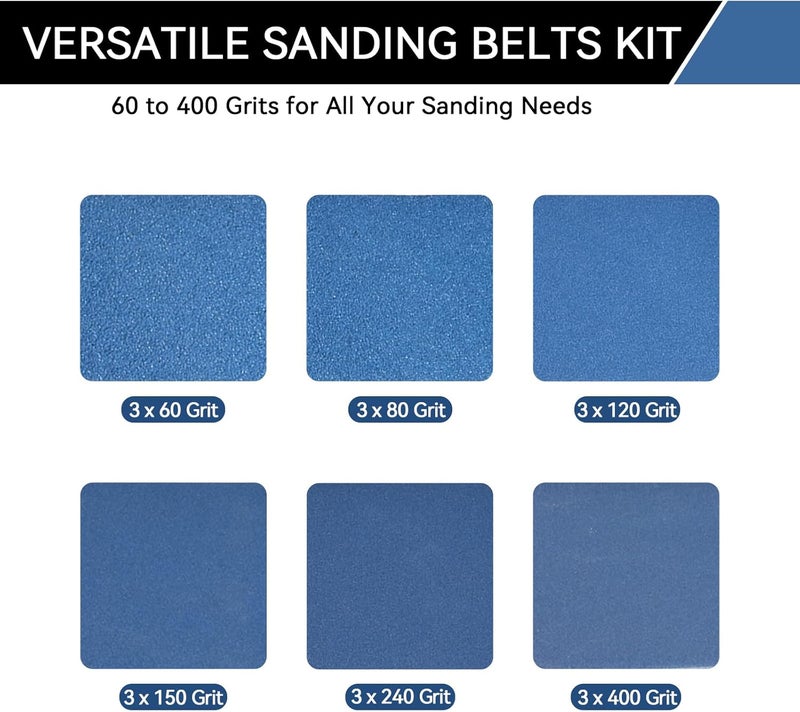 Aolabela 4x24 Inch Sanding Belts 18 Pcs 6 Grits Sizes (3 Each of 60/80/120/150/240/400 Grits) Heavy Duty Belt Sander Zirconia Belt Sander Paper for Wood, Metal, Stainless Steel, Cars, and Furniture - Image 3